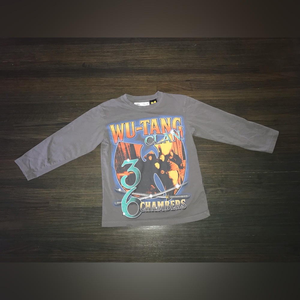 Zara Gray Wu-Tang Clan 36 Chambers Long-Sleeve Tee with Multicolor Print